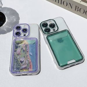 Funda de Lujo Tipo Gelatina Dos en Uno con Tarjetero para iPhone 16 Pro 15 14 Plus 13 12 11 Pro Max, Funda Trasera con Bolsillo para Tarjetas de Identificación, Colorida - Product Image 2