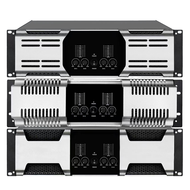 Professional Active Digital 4-Channel Stereo Power Amplifier Universal Voltage for Outdoor Stage DJ Audio Sound Processing Metal