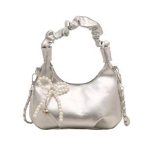 Bolso de Mano Plegable para Mujer con Lazo, Textura de Dumpling, Cadena para Hombro y Cierre de Cremallera, Venta al Por Mayor del Fabricante 2025 - Product Image 1