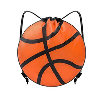 Sac de sport personnalisé avec logo pour football et basketball, en polyester 210D, en forme de ballon, blanc, avec cordon de serrage, pour événements sportifs