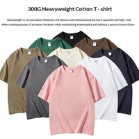 Kaos Oblong 300G Katun Tebal Unisex Drop Shoulder Lengan Pendek Custom Logo Polos untuk Iklan dan Kerja Grosir