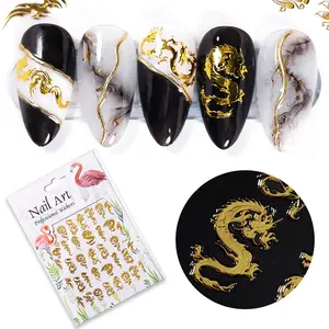 Rồng vàng và Phượng mô hình mỏng dính dính 9 thiết kế DIY nail sticker nhà máy bán hàng trực tiếp