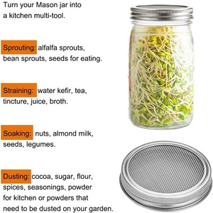 Kit <span class=keywords><strong>di</strong></span> coltivazione <span class=keywords><strong>di</strong></span> germogli per vaso <span class=keywords><strong>di</strong></span> muratore a bocca larga in erba medica <span class=keywords><strong>di</strong></span> cetriolo con coperchio per schermo in acciaio inossidabile 316 supporto per vassoio/kit <span class=keywords><strong>di</strong></span> vasetti <span class=keywords><strong>di</strong></span> germinazione - Product Image 5