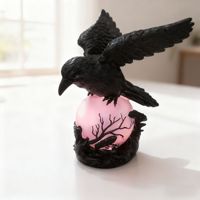 Gothic Raven Resin Figurine Lamp - Witchy Home Decor Gift - Handcrafted Custom Wholesale OEM