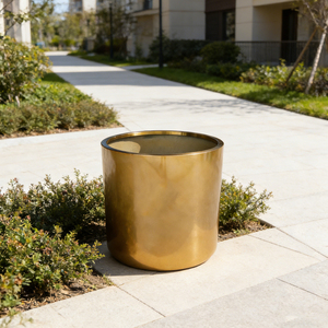 Grand support de pot de fleurs moderne pour jardin extérieur, en <span class=keywords><strong>acier</strong></span> <span class=keywords><strong>galvanisé</strong></span> doré, durable, écologique, anti-vent, 65x85cm - Product Image 3