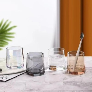 Transparent Glass Cup Smoky Gray Amber Color Single Cup For Home Party Use Solid Color Design - Product Image 2