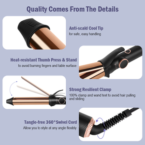 Rizadores de Pelo Más Vendidos y Tenacillas <span class=keywords><strong>para</strong></span> Rizar el <span class=keywords><strong>Cabello</strong></span> con Pantalla LCD de Temperatura y Calentador Dual PTC - Product Image 2