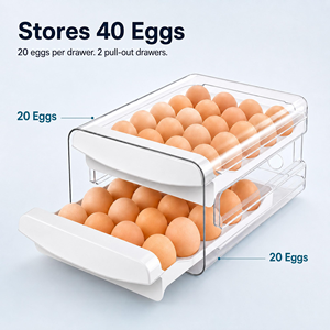 Hot Sales Stackable <b>Drawer</b>-Type Egg Container Space-Saving Fresh-Keeping <b>Storage</b> for Refrigerator Injection <b>Plastic</b> PP+PET - Product Image 3
