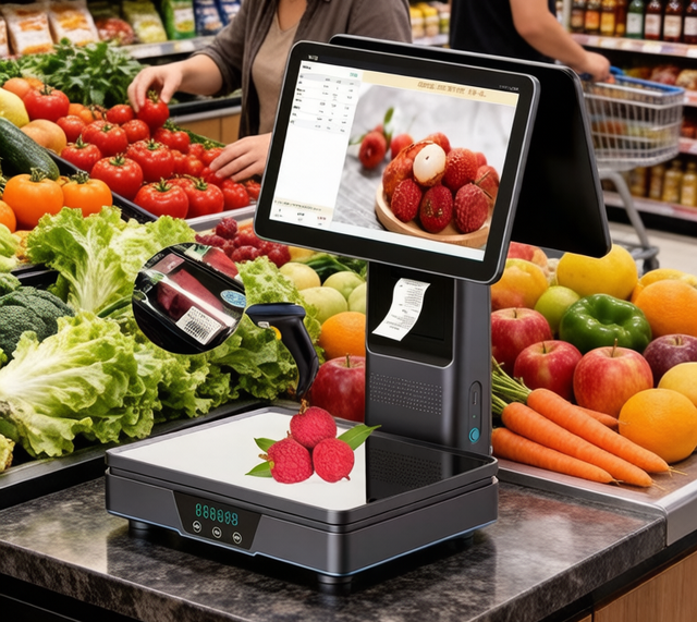 AI Barcode Label Printing /POS Cash Register Dual Printing Integrated Scale, It Is Applied to Supermarkets and Farmers' Markets