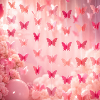 Guirlande papillon 3D arc-en-ciel verticale colorée à suspendre pour la Saint-Valentin, décoration de fête, anniversaire, mariage