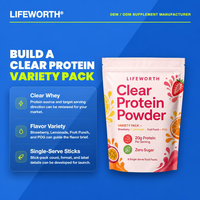LIFEWORTH Poudre de Protéine Transparente 20g Protéines Sans Sucre Pack Varié pour la Récupération Musculaire Personnalisé