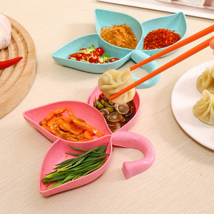 Mulberry Leaf Dipping Dish Plastic Divided Spice <b>Storage</b> <b>Kitchen</b> Creative Seasoning Tray Pink Blue Green Beige - Product Image 2