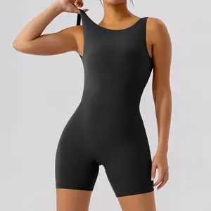 Vrouwen Naakt Gevoel Rugloze Sexy Compressie Yoga Playsuits Ademende Butt Lift Scrunch Skinny Dance Bodysuit 2024