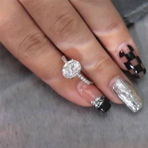 Thanh lịch S925 Sterling Silver hình bầu dục <span class=keywords><strong>3</strong></span> Carat moissanite Vòng - Product Image 3