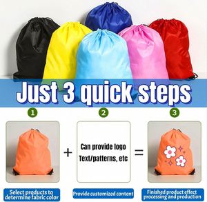 Custom Supermarket Shopping Draw <b>String</b> Back <b>Bag</b> Waterproof Drawstring Nylon <b>Bag</b> for Gift Homeless Hiking Gym - Product Image 5