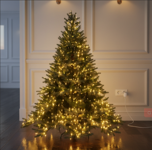 <span class=keywords><strong>Sapin</strong></span> de Noël pré-éclairé personnalisé de 4 à 10 pieds avec lumières LED blanc chaud, design réaliste, support en métal - Product Image 3