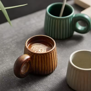Mug en céramique de porcelaine nordique fait main 250 ml avec anse, design rétro, pour café, thé, latte, cadeaux d'affaires, réutilisable, sans danger pour les aliments - Product Image 3