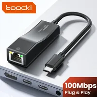 Adaptador Ethernet USB 2.0/Tipo-C Toocki con Indicador LED Bicolor, Tarjeta de Red RJ45 de 100 Mbps, Material ABS, Compatible con Windows 11/10, Mac, iPad OS