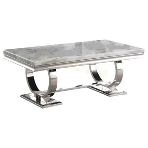 Meubles de salon table basse en métal argenté et doré ensemble de table basse en marbre de luxe royal table basse moderne TT004