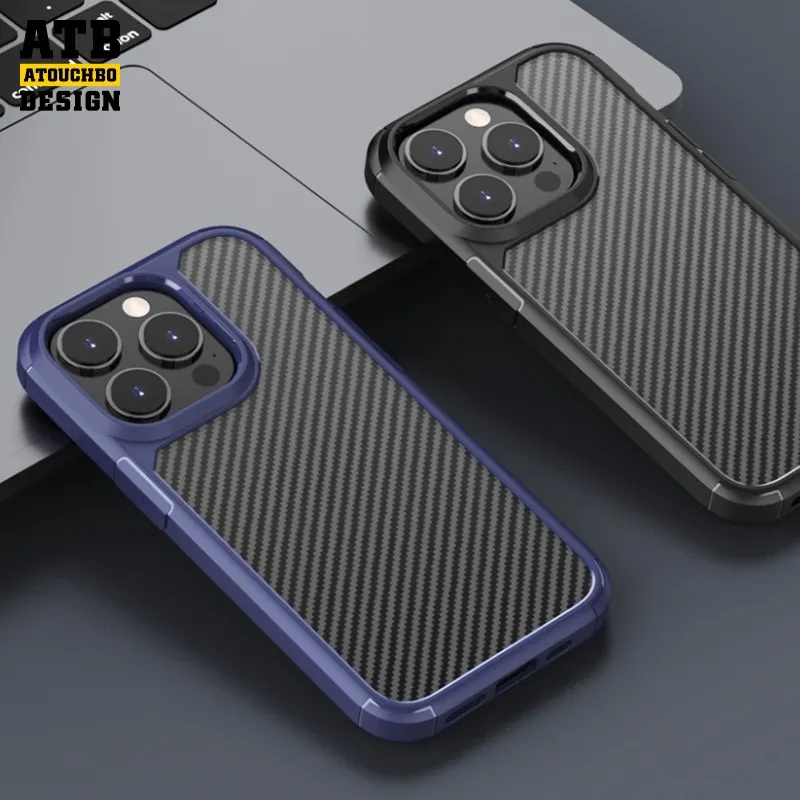 ATB Semi-Permeable Carbon Fiber Pattern Wear-Resistant Anti-Slip Phone Case For Iphone 15 14 13 12 11 Ultra Pro Max Plus