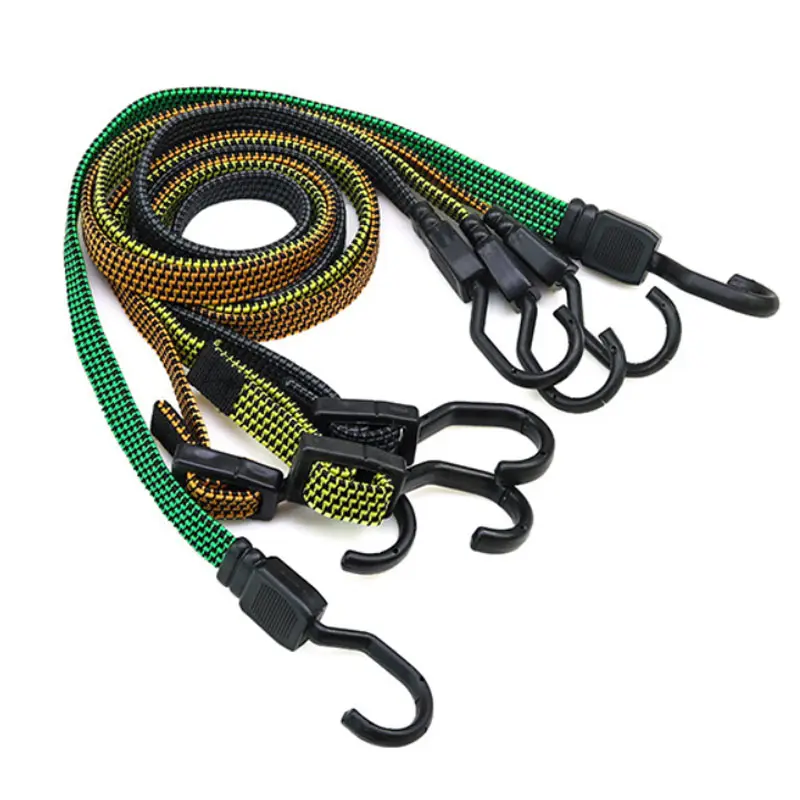 Corda elastica piatta regolabile per bicicletta da esterno con ganci corda piatta in bundle elastica ad alta resistenza per legare i bagagli