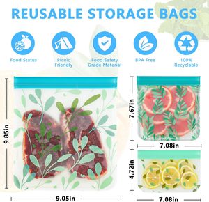 Reusable PEVA Food Storage Bags, Dishwasher Safe & Leak Proof, BPA Free Freezer Bags for Kitchen, Travel, Makeup - Product Image 2