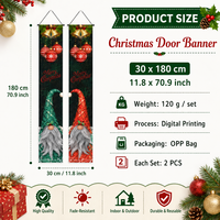 Paire de rideaux de porte de Noël en tissu, décoration verticale, Père Noël, Bonhomme de neige, Gnome, pour porche et entrée, décoration de vacances réutilisable
