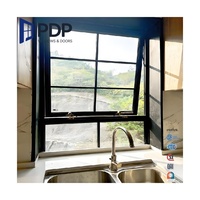Ventana de Toldo Francesa Vintage de Aluminio Arqueado con Rejilla Antirrobo de Acero Inoxidable Invisible PDP