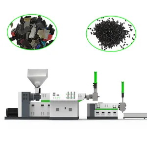 Bảo hành lãng phí tái chế nhựa đôi giai đoạn 500kgh granulator Máy tái chế 38cr vít dài thời gian phục vụ để bán
