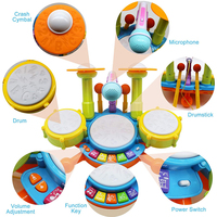 Instruments de musique électroniques de 12 pouces, avec 2 baguettes de tambour, lampes Flash et Microphone réglable pour enfants