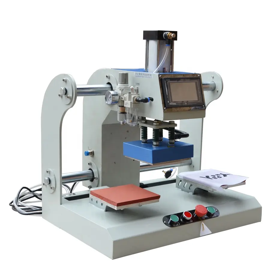 공압 의류 아기 속옷 가슴 로고 열 프레스 비닐 15x15cm 자동 슬라이드 열 전달 기계
