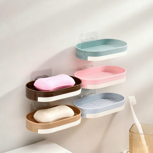 Jabonera de Plástico de Una Sola Capa con Ventosa para Montaje en Pared, para Baño y Uso Doméstico - Product Image 1