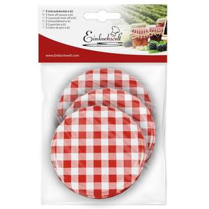 Einkochwelt Twist Off Lid, lot de 3, 82 mm, motif à carreaux rouges, pour le stockage en bocal - Product Image 1