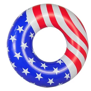 inflatable PVC swim ring adult fashion swimming rings custom united states flag the stars and the stripes pool float