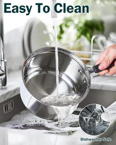 Nouvel <span class=keywords><strong>ensemble</strong></span> de cuisson au gaz moderne haut de gamme pour la maison, batterie de cuisine antiadhésive en acier inoxydable avec couvercles en verre, ustensiles de cuisine personnalisables avec logo, 10 pièces MOQ - Product Image 3