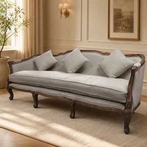 Traditional Velvet Upholstered Three Seat <b>Sofa</b> With Camel Back And Scroll Arms For Living Room - Product Image 1