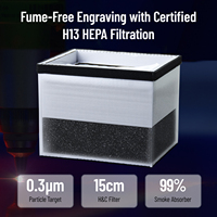 Extracteur de fumée laser de bureau mini OEM ODM avec tuyau de 60 mm, purificateur de fumée pour machine de gravure laser portable 5W 10W