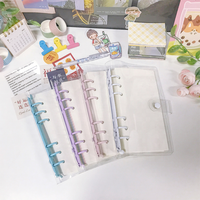 Reliure à anneaux A5 à 6 anneaux, couverture souple transparente, coque transparente avec fermeture à pression pour journal spiralé, planificateur, scrapbooking, carnet de notes