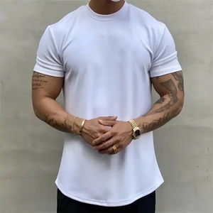 T-shirt personnalisé avec logo, vente en gros, été, uni, polyvalent, pour impression, sweat-shirt homme, t-shirt oversize, échantillon rapide - Product Image 1