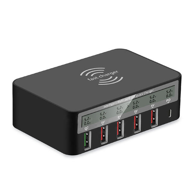 100W USB Hub Docking Station Wireless Phone Charge & Multiple Mobile Quick Charge 3.0 QC3.0 PD Speed Desktop Charger Adapter