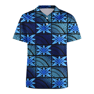 Camicia Estiva a Maniche Corte da Spiaggia per <span class=keywords><strong>Uomo</strong></span>, Stile Tapa con Motivi Floreali Polinesiani Tribali Samoa, <span class=keywords><strong>Polo</strong></span> Personalizzata - Product Image 3