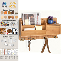 Organisateur mural moderne et écologique en bois pliable et flexible avec porte-clés, porte-lettres, patère et étagère de rangement avec tiroir