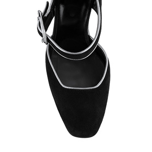 Sandali fantasia <span class=keywords><strong>con</strong></span> <span class=keywords><strong>tacco</strong></span> alto da donna in velluto rotondo nero retrò stile francese <span class=keywords><strong>Mary</strong></span> <span class=keywords><strong>Jane</strong></span> - Product Image 4