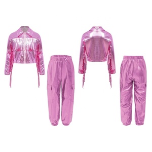 Ensemble veste et pantalon métallisé pour filles de 6 à 16 ans, pour hip-hop, jazz, soirées à thème, cosplay, carnavals, concours de danse - Product Image 3