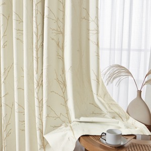 Chinese-style embroidery Full Blackout <b>Curtain</b> Fabric Linen Blackout for Wholesale - Product Image 2