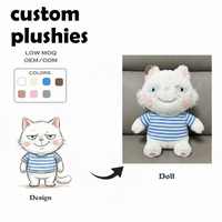Fabricant de jouets en peluche personnalisés OEM/ODM, chat à yeux croisés et chemise rayée, souvenirs d'aquarium, jouets en peluche personnalisés