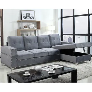 Modern Flannelette Sofa Sets Living Room Sofa Can Be Stored European L-shape Sectional Sofa Comfortable And Exquisite