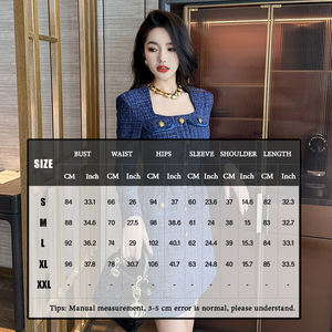 <span class=keywords><strong>Blazer</strong></span> di Tweed Slim Slim Fit da donna all'ingrosso inverno autunno Mini abito a Line ZYHT a manica lunga blu 20784 - Product Image 5