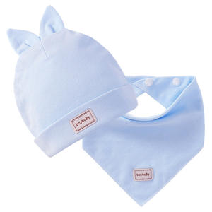 Bonnet pour bébé, bonnet d'hôpital pour <span class=keywords><strong>nouveau</strong></span>-<span class=keywords><strong>né</strong></span>, 100% coton, tricoté, double couche, avec turban - Product Image 4