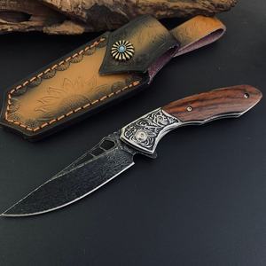 มีดพับอเนกประสงค์ Demon Pill Damascus Steel ปรับแต่งได้ตามสั่ง OEM สำหรับกิจกรรมกลางแจ้ง เอาตัวรอด ตั้งแคมป์ DIY ด้ามไม้ HK 190 มม. - Product Image 5